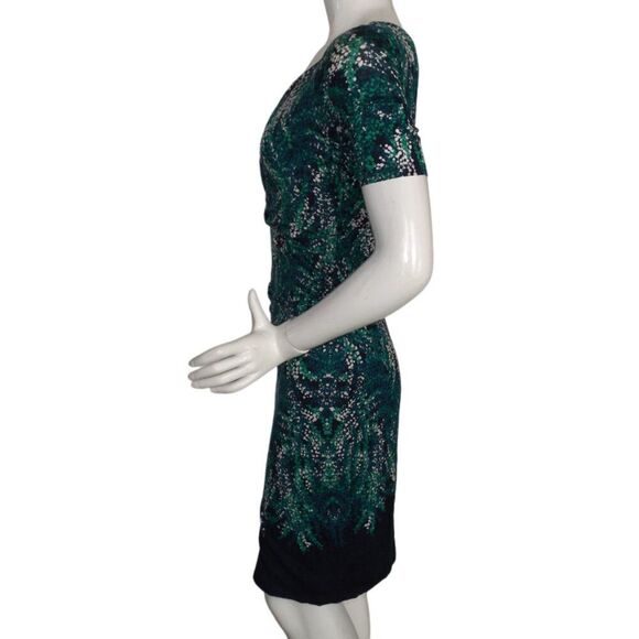 BODEN Dress, 6, Rita Sheath, Ruched Bust, Blue/Green Abstract leaves, Tencel - Picture 8 of 13